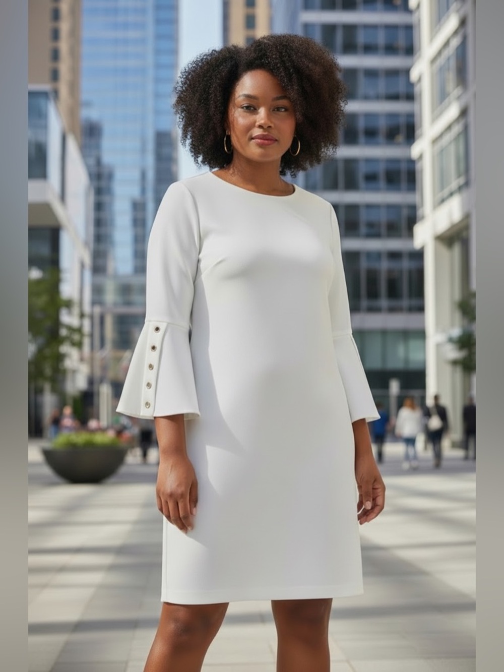 Liz Claiborne Elegant Cream Long Sleeve Dress